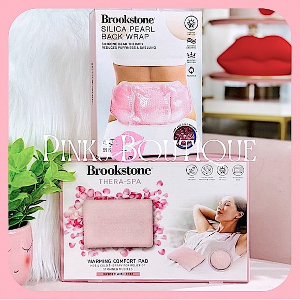 💗🪷{Brookstone} Pink Heating Pad+Back Wrap Muscle Therapy Relief Bundle!